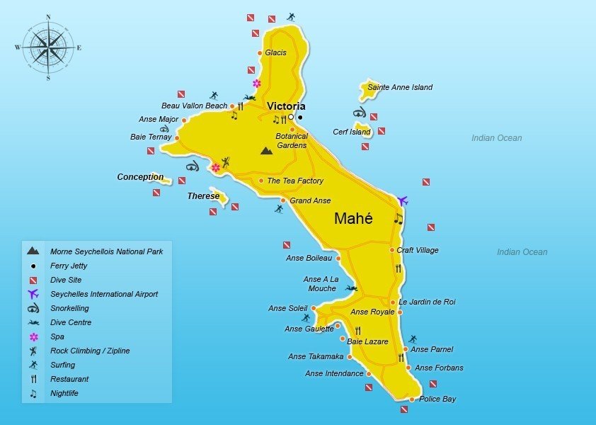 Carte de Mahé, Seychelles