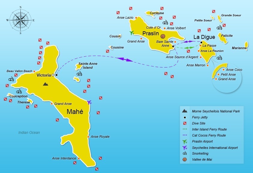 Itinéraires d'excursion dans les îles Seychelles